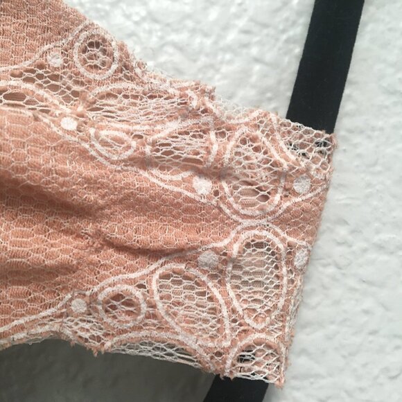 Pink Lace Dress Boho V-neck A-line Small American Rag Sleevless - Picture 7 of 15